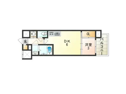 オリエンテム(1DK/2階)の間取り写真