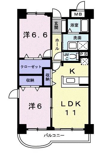 サンバーストM(2LDK/3階)の間取り写真