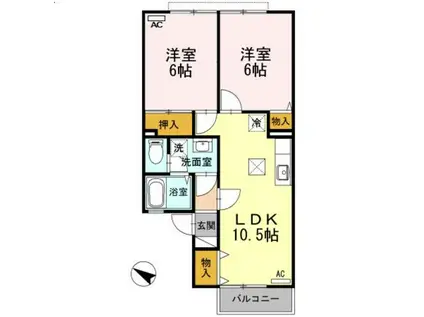 ニューロイヤル(2LDK/1階)の間取り写真