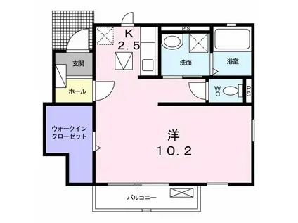 ハーモニーガーデン小文字II(ワンルーム/1階)の間取り写真