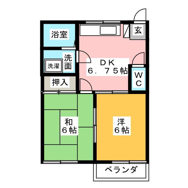グリーンハイツ三五沢(2DK/2階)の間取り写真