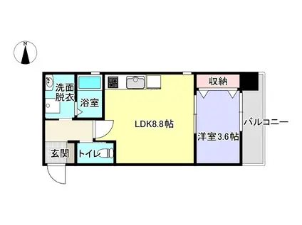 LA SINCERITE上荒田(1LDK/6階)の間取り写真