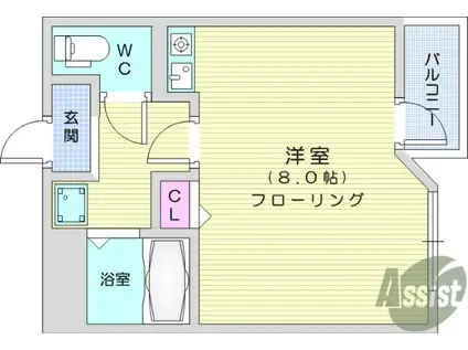 エレガンス小松島(ワンルーム/2階)の間取り写真