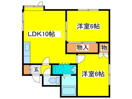 しろがねパレス(2LDK/2階)の間取り写真