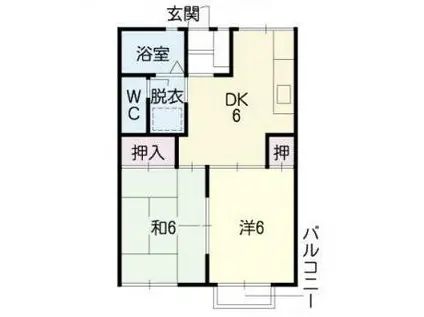 ハラマキハイツD棟(2DK/2階)の間取り写真