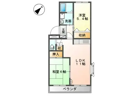 プチフルール(2LDK/2階)の間取り写真