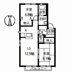 エクセルメゾン G棟(2LDK/1階)の間取り写真