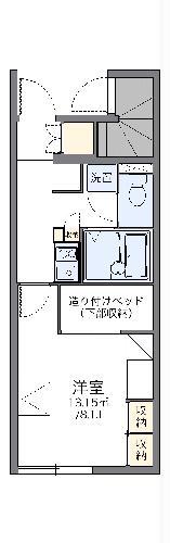 レオパレス楓(1K/1階)の間取り写真