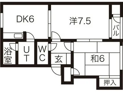 ヴェルディA(2DK/1階)の間取り写真