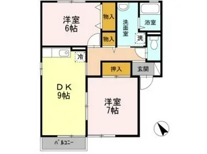 セジュールくらま A棟(2DK/2階)の間取り写真