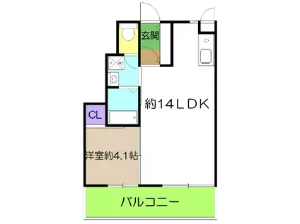 おこう仁ハイツ B棟(1LDK/1階)の間取り写真