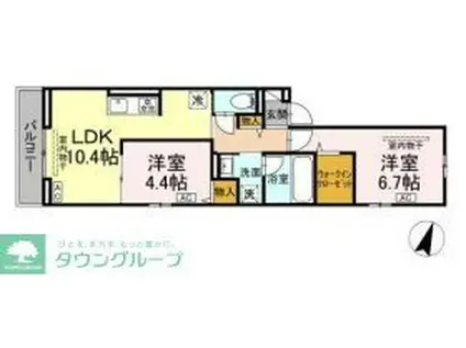 ラピスラズリ東林間(2LDK/2階)の間取り写真