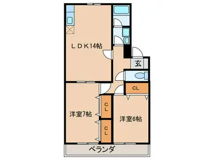 パークヴィラ五才美(2LDK/1階)の間取り写真