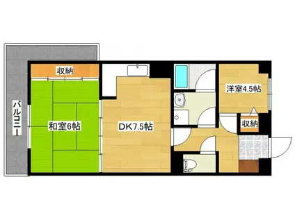 陣山スカイマンション(2DK/4階)の間取り写真