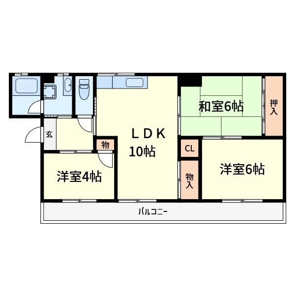 西町ハイツ(3LDK/2階)の間取り写真