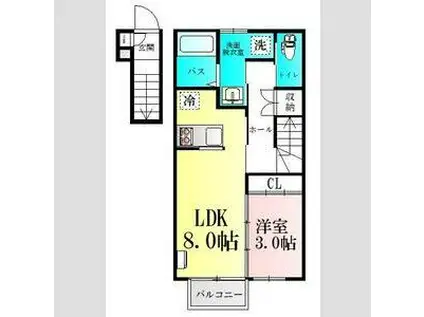 BAU・FB(1LDK/2階)の間取り写真