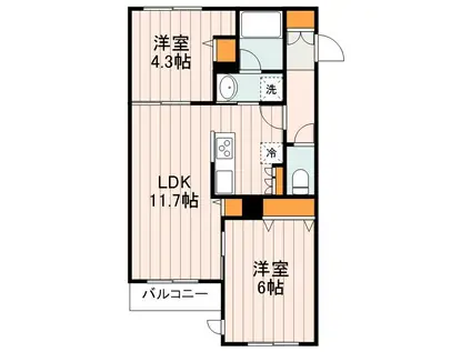 OPUSIIIUMEJIMA オーパススリーウメジマ(2LDK/1階)の間取り写真