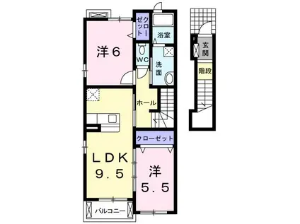 カーサブリランテ(2LDK/2階)の間取り写真
