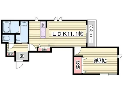 プレミアス三左衛門(1LDK/2階)の間取り写真
