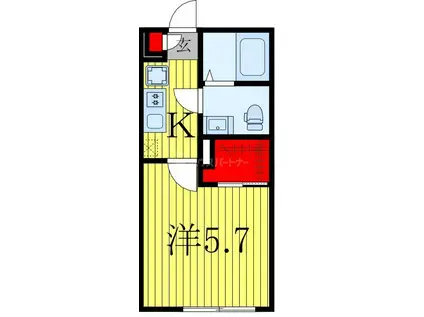 セレーノ柏の葉(1K/2階)の間取り写真