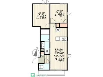 プレシディオ千川(2LDK/2階)の間取り写真