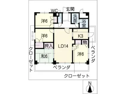 ハイツトキ(4LDK/3階)の間取り写真