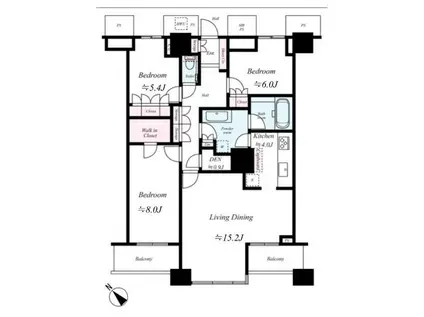 THE TOKYO TOWERS(3LDK/36階)の間取り写真