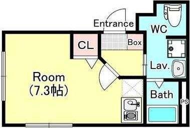 アンドベース(ワンルーム/4階)の間取り写真
