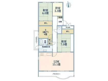 メゾン千里丘B棟(3SLDK/2階)の間取り写真