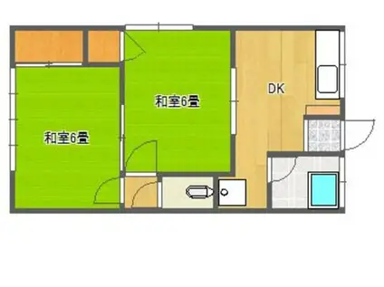 瓦田アパート(2DK/2階)の間取り写真