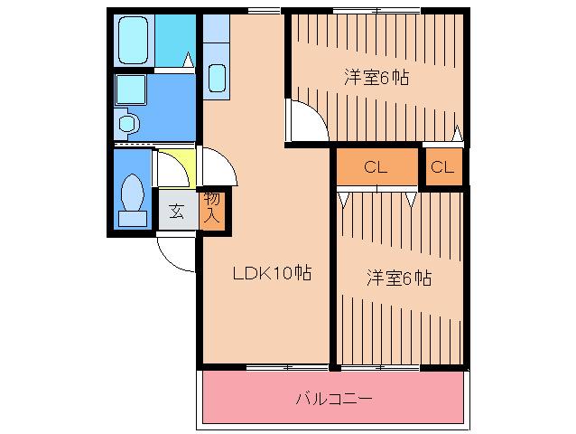 エーデルハイム(2LDK/2階)の間取り写真