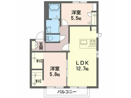 コートMT C・D棟(2LDK/2階)の間取り写真
