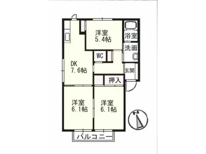 シャルム34(3DK/2階)の間取り写真