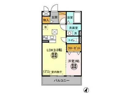 PRINCESS I(1LDK/1階)の間取り写真