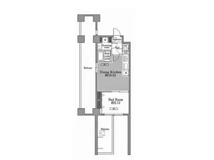 メゾン・ド・コリーヌ市ヶ谷(1LDK/5階)の間取り写真