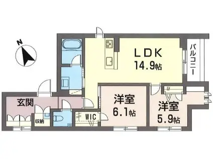 リリーフォレスト(2LDK/2階)の間取り写真