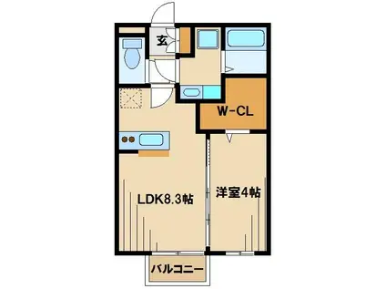 VILLAHERMITAGECOURT(1LDK/1階)の間取り写真