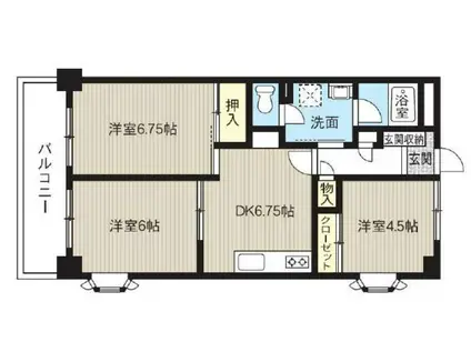 サントミグランドールマンション(3DK/2階)の間取り写真