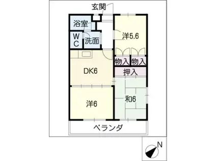 第3ボナール東海(3DK/2階)の間取り写真