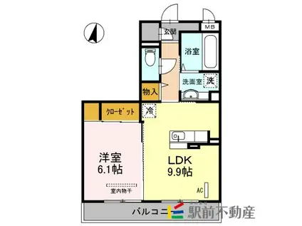 プリュス(1LDK/2階)の間取り写真