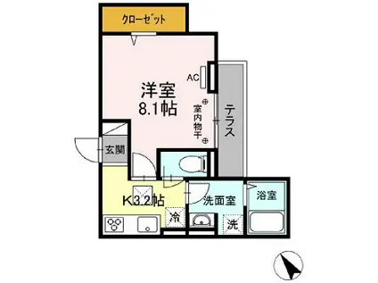 メゾンボヌール(1K/2階)の間取り写真