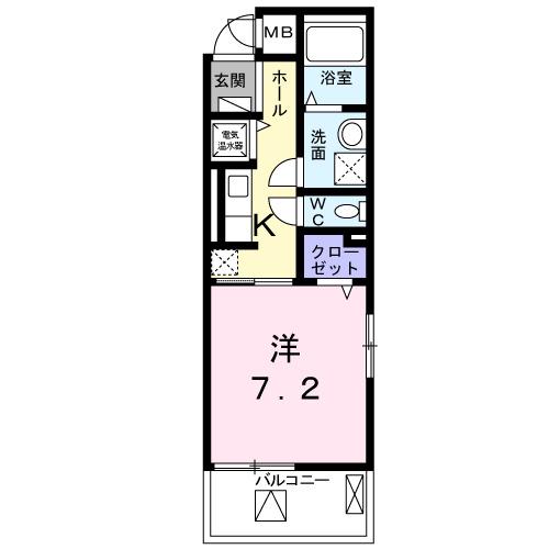 シェモワ 八尾(1K/1階)の間取り写真