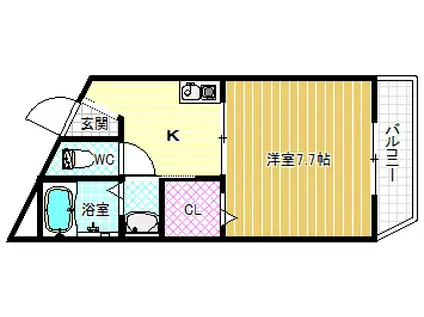 コンフィメゾン柏原(1K/1階)の間取り写真