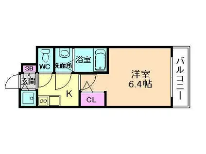 エスリードレジデンスグラン大阪福島ノース(1K/7階)の間取り写真