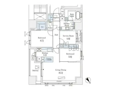 グランスイート千代田麹町(3LDK/13階)の間取り写真