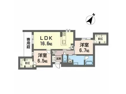 PLUMJU(2LDK/1階)の間取り写真