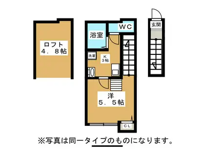 グリーンリーフ国立(1K/2階)の間取り写真
