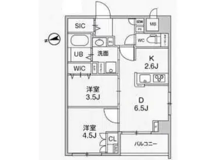 アリビス中野(2DK/4階)の間取り写真