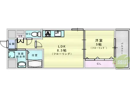 STORM(1LDK/4階)の間取り写真