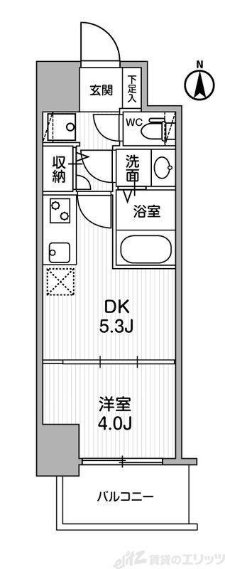 クレストコート江坂垂水町(1DK/14階)の間取り写真